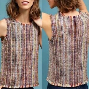 Maeve Anthropologie Zaira Tweed Fringe Sleeveless Top size 4